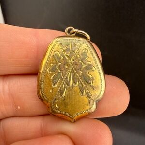 Vintage C.T. Locket Gold Flower Engraved Photo Pendant 1/20 10K GF